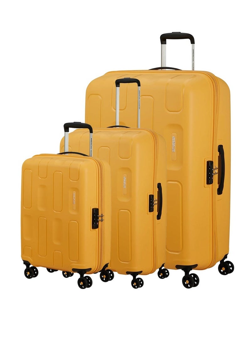 Ellipso Suitcase, Set of 3, Cabin, Medium & Large (55 + 68 + 79 cm), 4 Spinner Wheels, Hard Top, Polypropylene, Apricot Blush|Lightweight|Scratch Resistant Texture|Shoe & Laundry Bag|TSA Lock - 3 Years Global Warranty